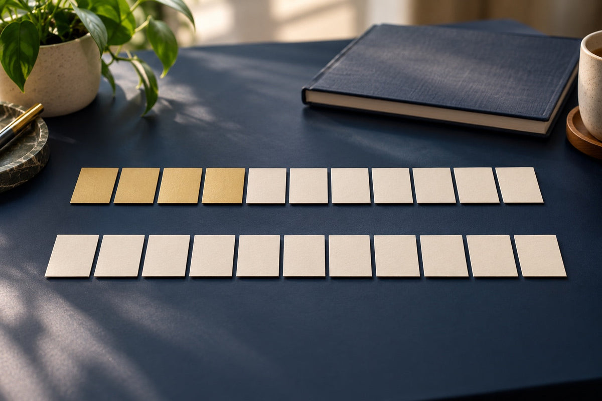 Two rows of blank calendar tiles, with gold tiles at the start of one row, illustrate different creatine routines.