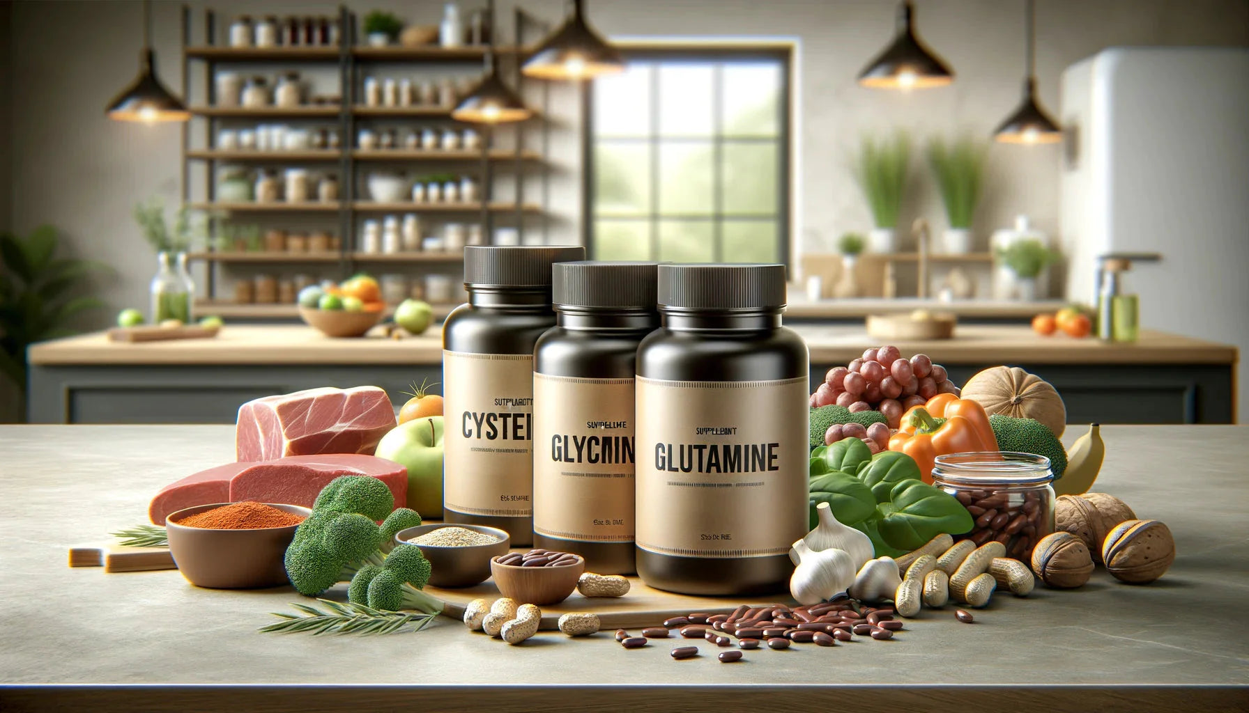 Cysteine glycine and glutamine supplement boosting glutathione