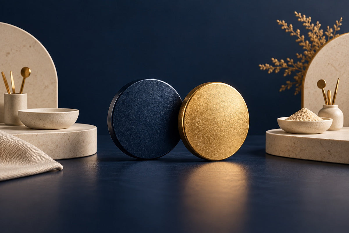 Two navy and gold carrier tokens provide a conceptual illustration of NAD+ and NADH.