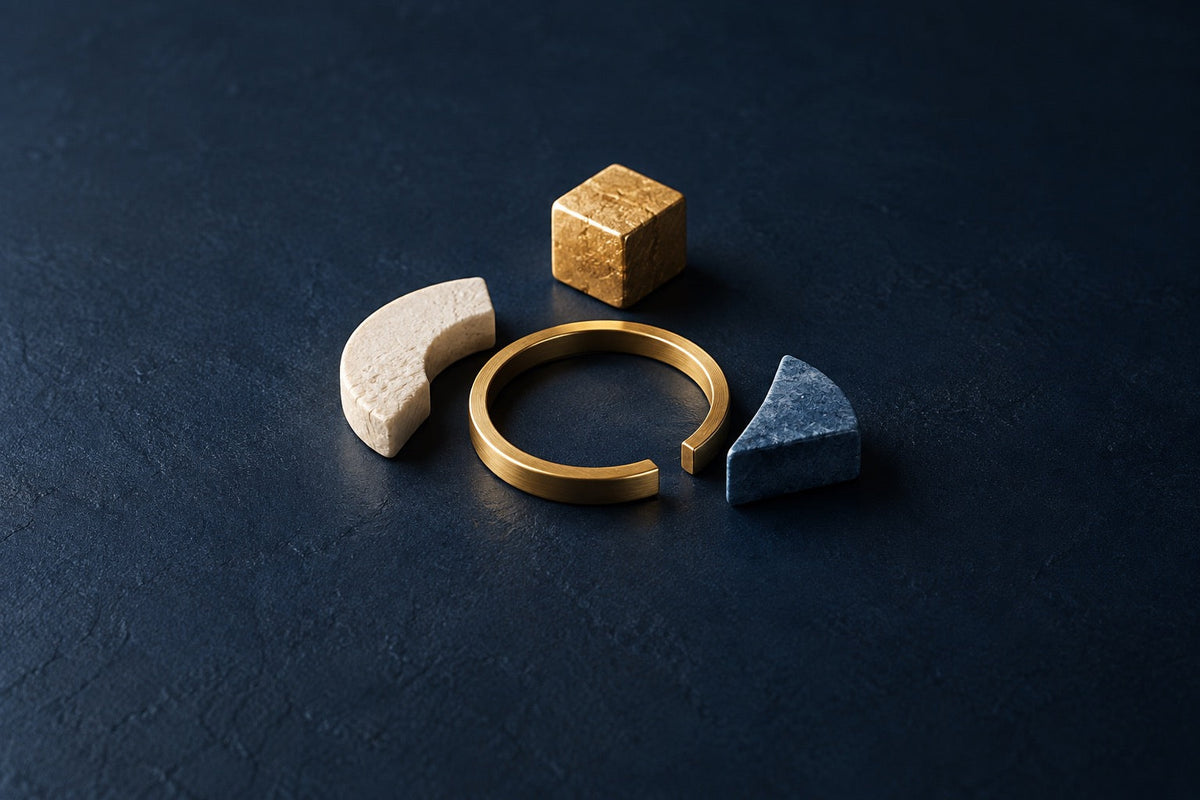 Three distinct building blocks around an open circular ring provide a conceptual illustration of glutathione assembly and reuse.