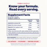 Oxidane X Supplement Facts: serving size 2 capsules, 30 servings; vitamin B6 2 mg (118% DV), calcium 40 mg (3% DV), magnesium 80 mg (19% DV), and proprietary blend 430 mg. Individual blend amounts are not disclosed.