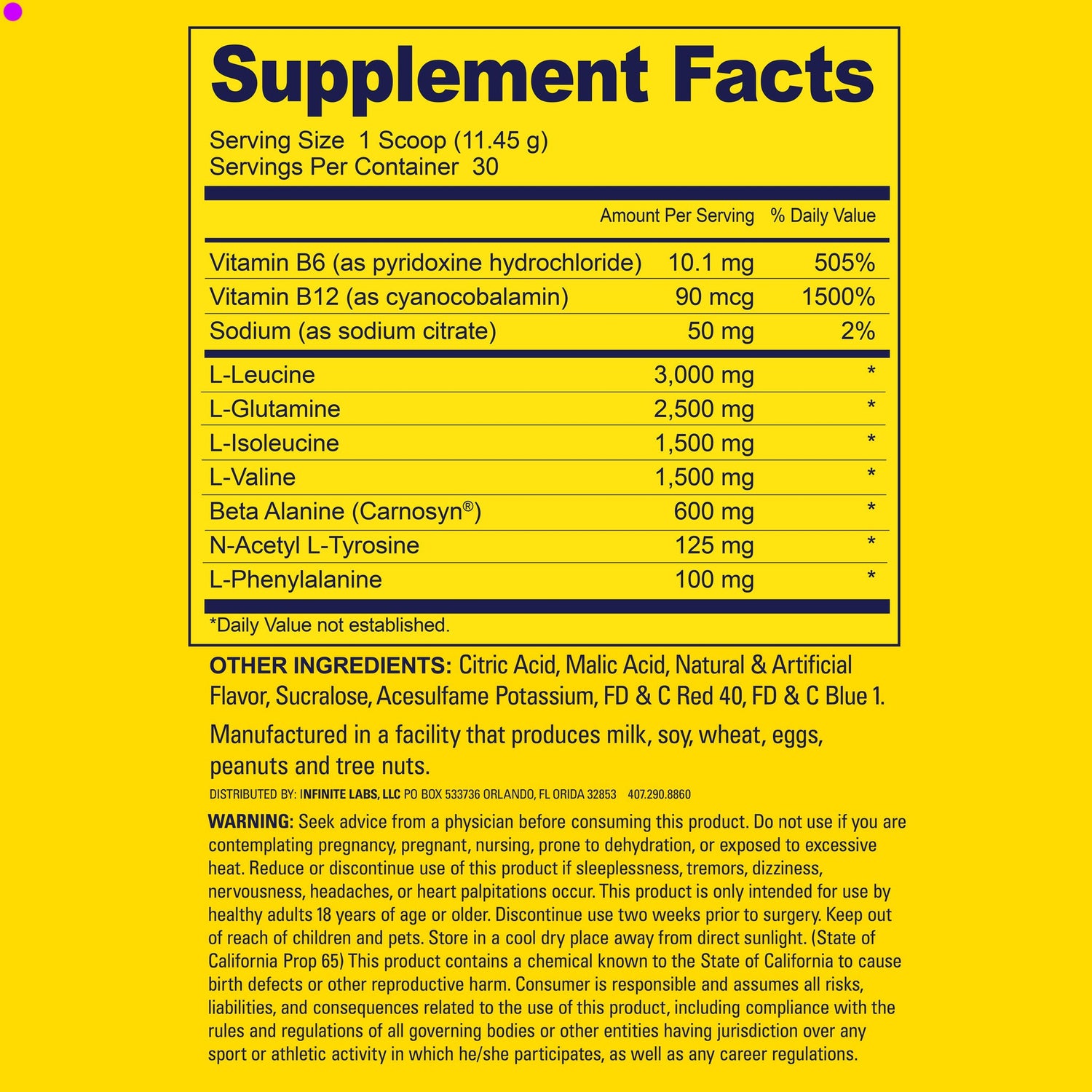 infinite Labs Infinite Force Supplement Facts 2